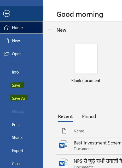 Save a Document in Word