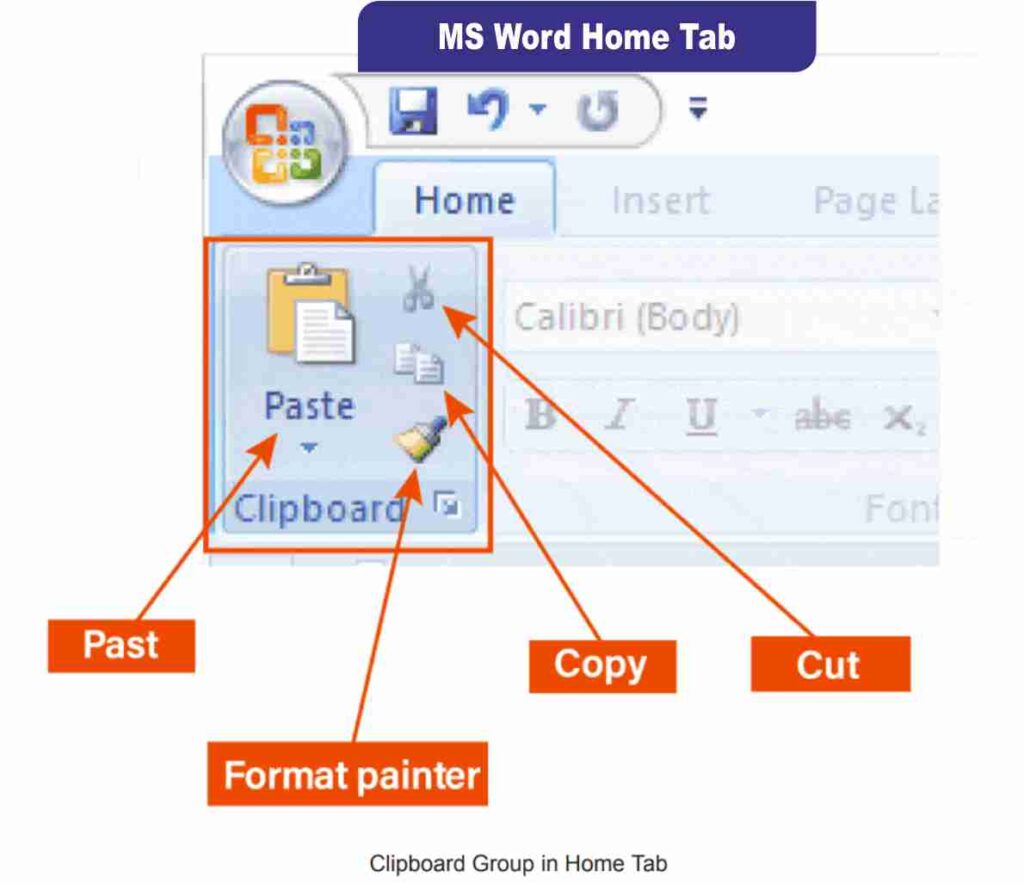 Clipboard (home tab) in ms word